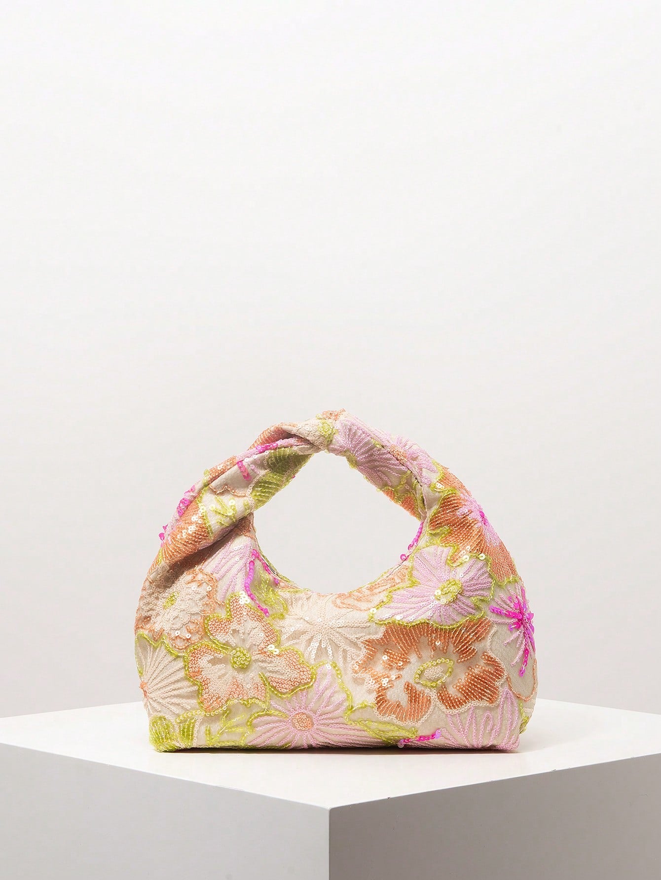 Shiny Colorful Sequin Pleated Handbag, Floral Bag, Sequin Bag, Prom Bag, Bridal Party, Prom Accessories, Elegant Bag For Women