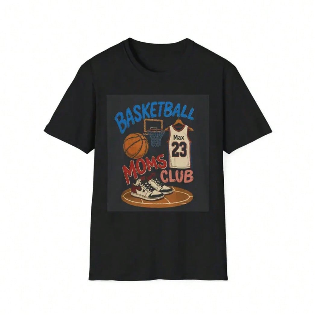 Shirt.Basketball Moms Club Retro Graphic Tee, Vintage Court Sports Mom Shirt