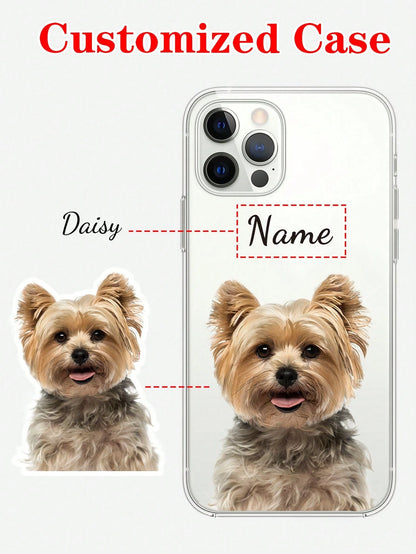 Shockproof Dog Pattern Transparent Customized Phone Case, Custom Pet Portrait Case, Personalized Face, Christmas Holiday, Party, Birthdays, Anniversary, For Her, Him, Boyfriend, Girlfriend, Best Frien