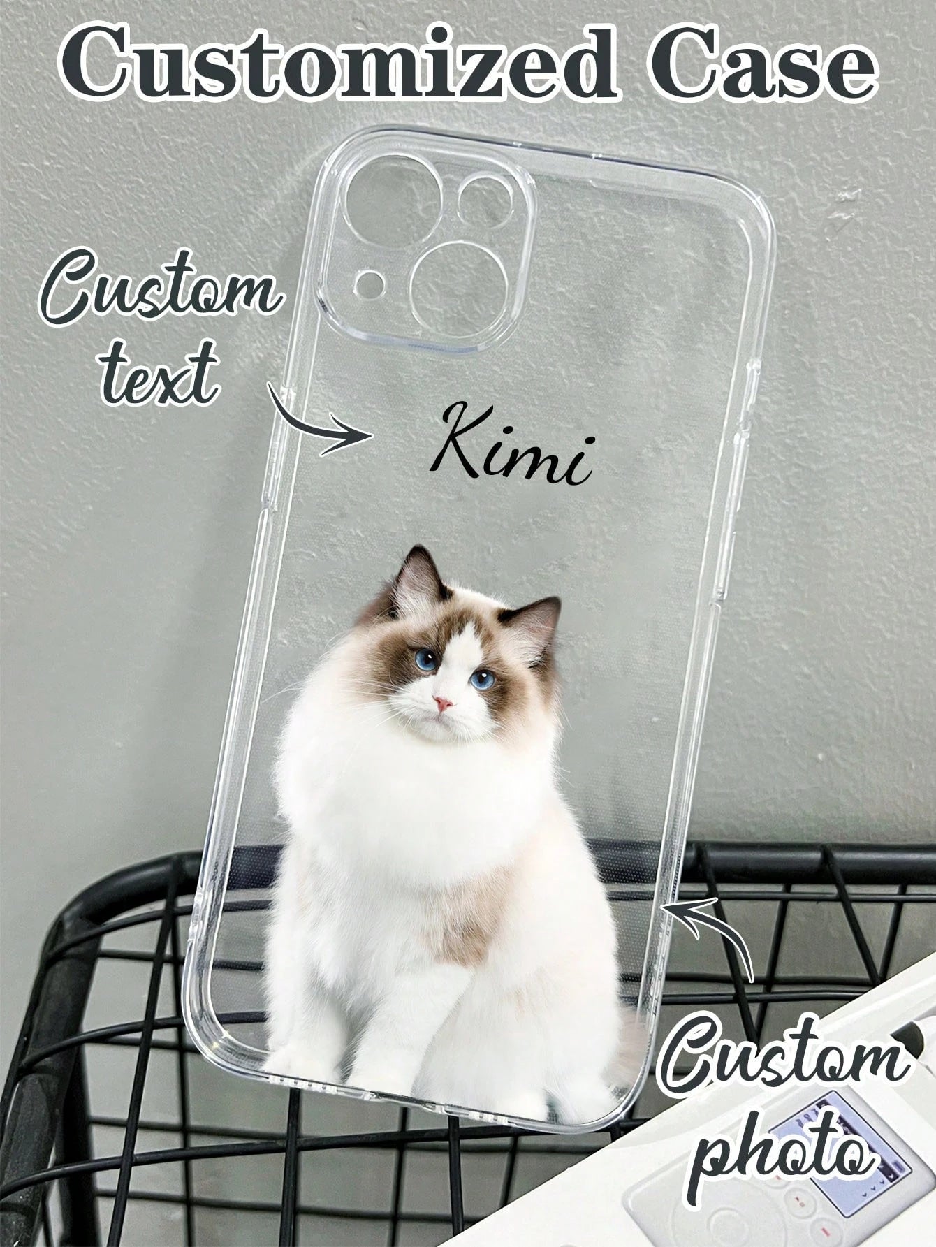 Shockproof Dog Pattern Transparent Customized Phone Case, Custom Pet Portrait Case, Personalized Face, Christmas Holiday, Party, Birthdays, Anniversary, For Her, Him, Boyfriend, Girlfriend, Best Frien