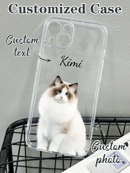 Shockproof Dog Pattern Transparent Customized Phone Case, Custom Pet Portrait Case, Personalized Face, Christmas Holiday, Party, Birthdays, Anniversary, For Her, Him, Boyfriend, Girlfriend, Best Frien