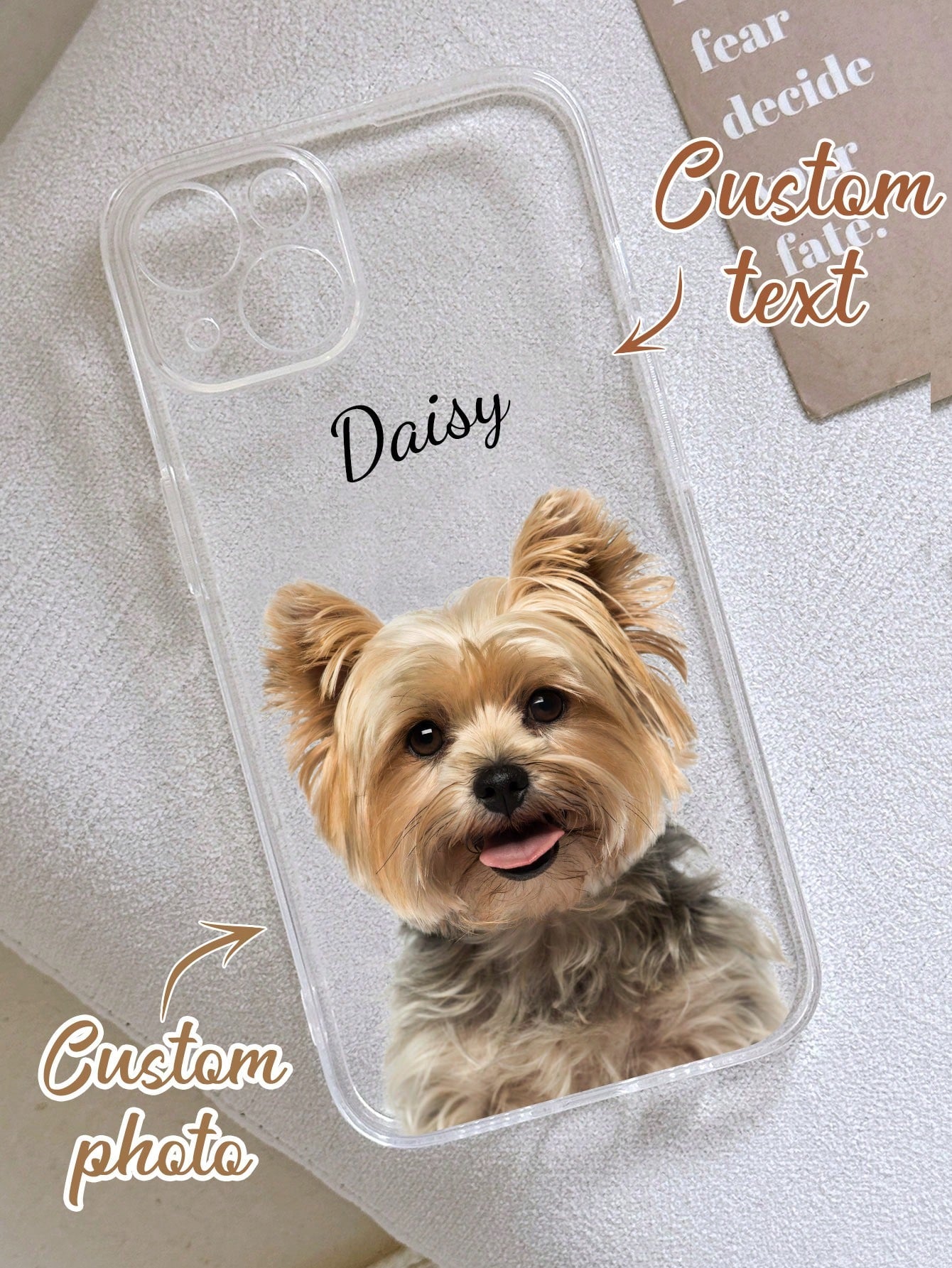 Shockproof Dog Pattern Transparent Customized Phone Case, Custom Pet Portrait Case, Personalized Face, Christmas Holiday, Party, Birthdays, Anniversary, For Her, Him, Boyfriend, Girlfriend, Best Frien