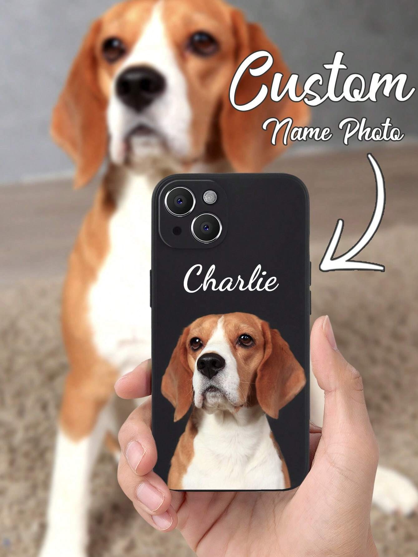 Shockproof Dog Pattern Transparent Customized Phone Case, Custom Pet Portrait Case, Personalized Face, Christmas Holiday, Party, Birthdays, Anniversary, For Her, Him, Boyfriend, Girlfriend, Best Frien