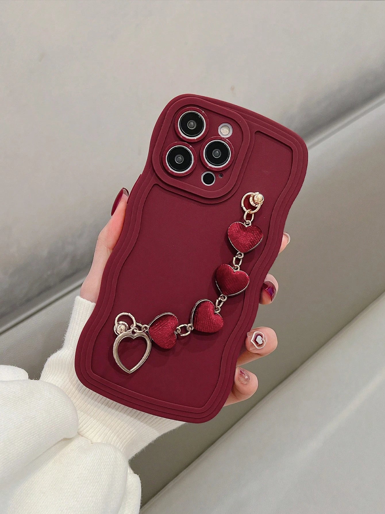 Shockproof Heart Element Wave Bracelet & Heart Apple Phone Case Compatible With IPhone 11, 12, 13, 14, 12 Pro Max, 13 Pro Max, 15, 15 Pro, 15 Plus, 15 Pro Max, 16, 16 Pro, 16 Plus, 16 Pro Max, 17, 17