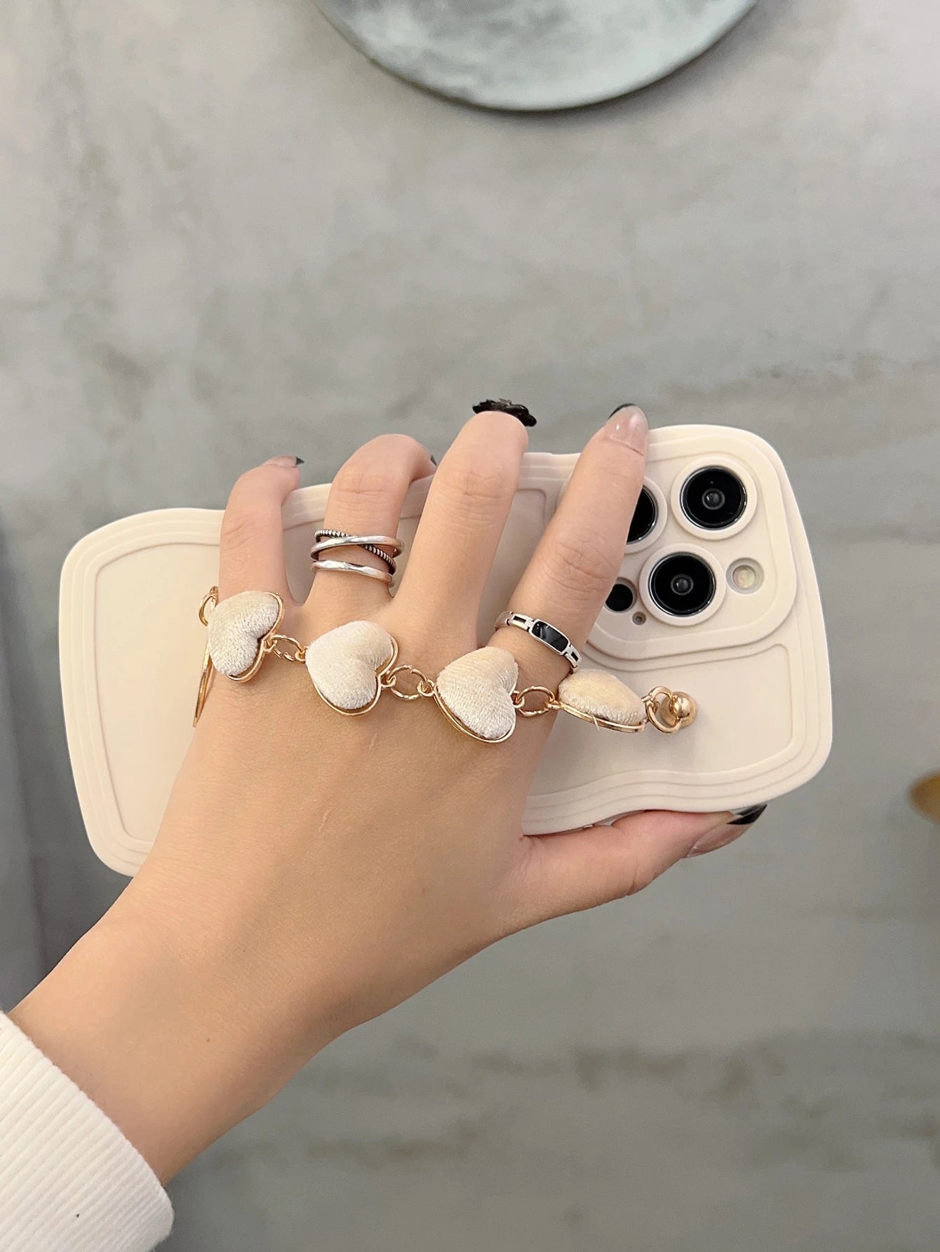 Shockproof Heart Element Wave Bracelet & Heart Apple Phone Case Compatible With IPhone 11, 12, 13, 14, 12 Pro Max, 13 Pro Max, 15, 15 Pro, 15 Plus, 15 Pro Max, 16, 16 Pro, 16 Plus, 16 Pro Max, 17, 17