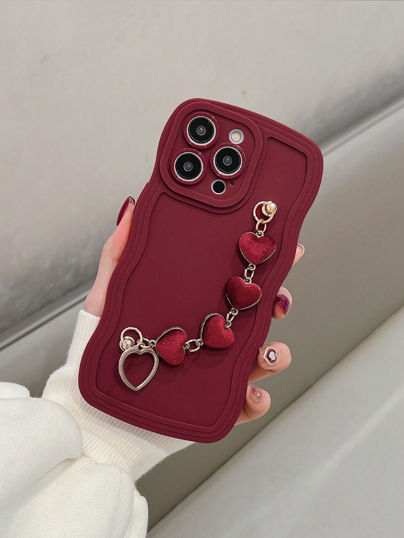 Shockproof Heart Element Wave Bracelet & Heart Apple Phone Case Compatible With IPhone 11, 12, 13, 14, 12 Pro Max, 13 Pro Max, 15, 15 Pro, 15 Plus, 15 Pro Max, 16, 16 Pro, 16 Plus, 16 Pro Max, 17, 17