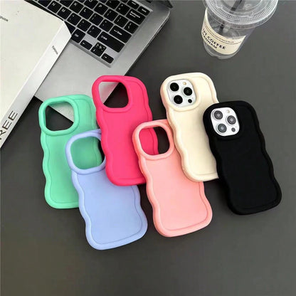 Shockproof Plain Solid Color Novelty Cases Cloud Wavy Edge 6pcs/Set Perforated Design Smartphone Cases Shock-Resistant Compatible With IPhone 15/14/13/12/11 XS XR X 7/8 Mini Plus Pro Pro Max Models Wa