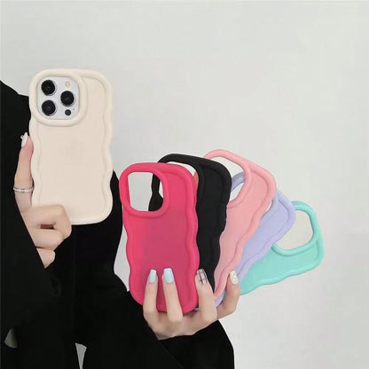 Shockproof Plain Solid Color Novelty Cases Cloud Wavy Edge 6pcs/Set Perforated Design Smartphone Cases Shock-Resistant Compatible With IPhone 15/14/13/12/11 XS XR X 7/8 Mini Plus Pro Pro Max Models Wa