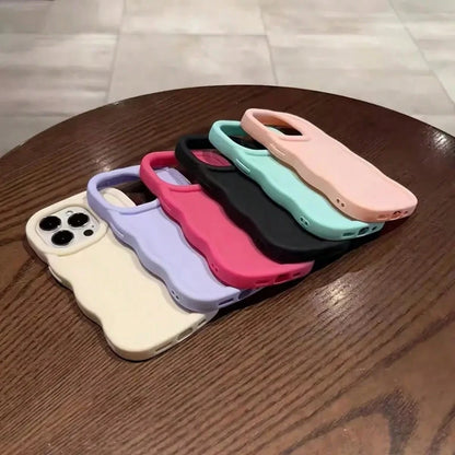 Shockproof Plain Solid Color Novelty Cases Cloud Wavy Edge 6pcs/Set Perforated Design Smartphone Cases Shock-Resistant Compatible With IPhone 15/14/13/12/11 XS XR X 7/8 Mini Plus Pro Pro Max Models Wa