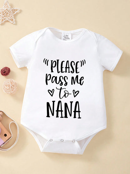 Short Sleeve Baby Bodysuit With 'Baby' Slogan Graphic, Suitable For Baby Boys And Girls