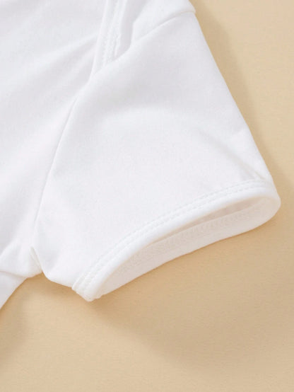 Short Sleeve Baby Bodysuit With 'Baby' Slogan Graphic, Suitable For Baby Boys And Girls