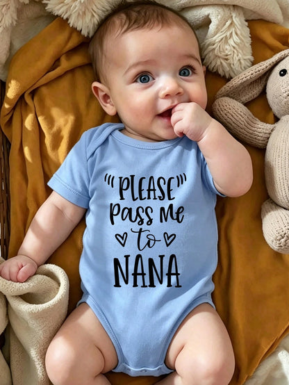 Short Sleeve Baby Bodysuit With 'Baby' Slogan Graphic, Suitable For Baby Boys And Girls