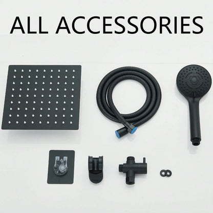 Shower Head Combo,8/10/12" Rain Square Shower Head With 9 Inch Adjustable Extension Arm And 3 Settings Handheld Spray,150cm Long Hose,Wall-Mounted,Adjustable Height, Home Bathroom Decor,Shower Acce