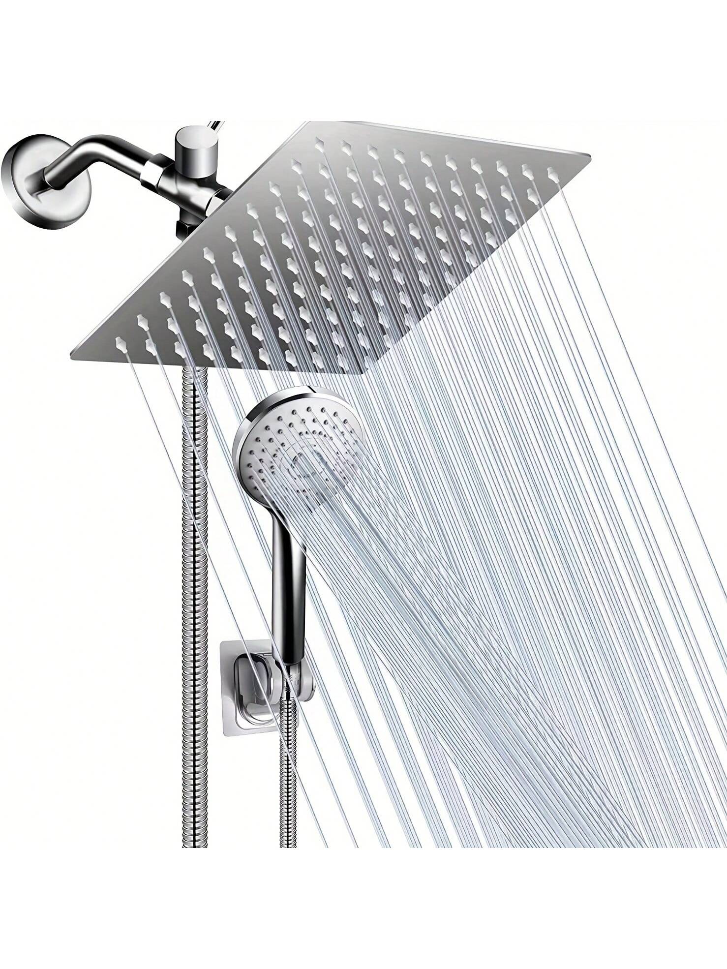 Shower Head Set, 8-Inch High Pressure Shower Head, 5-Mode Handheld Shower Head Combination, Home Bathroom Decor, Summer Bathroom Accessories