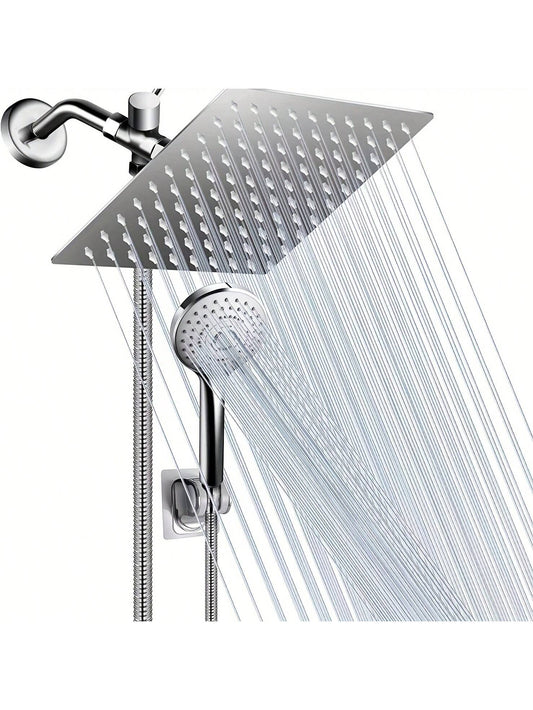 Shower Head Set, 8-Inch High Pressure Shower Head, 5-Mode Handheld Shower Head Combination, Home Bathroom Decor, Summer Bathroom Accessories