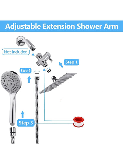 Shower Head Set, 8-Inch High Pressure Shower Head, 5-Mode Handheld Shower Head Combination, Home Bathroom Decor, Summer Bathroom Accessories