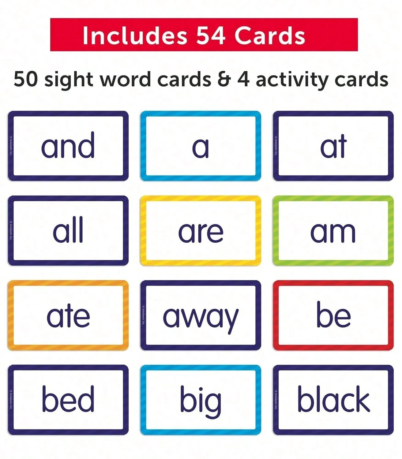 Sight Word Flash Cards Kids, 54 Double-Sided English Vocabulary Cards, Phonics Reading Practice, Preschool Learning, Montessori Homeschool Supplies