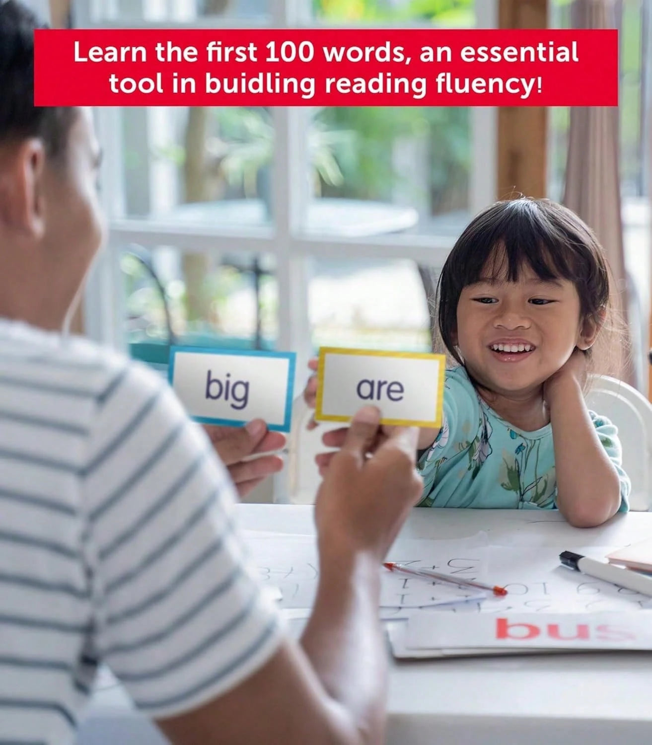 Sight Word Flash Cards Kids, 54 Double-Sided English Vocabulary Cards, Phonics Reading Practice, Preschool Learning, Montessori Homeschool Supplies