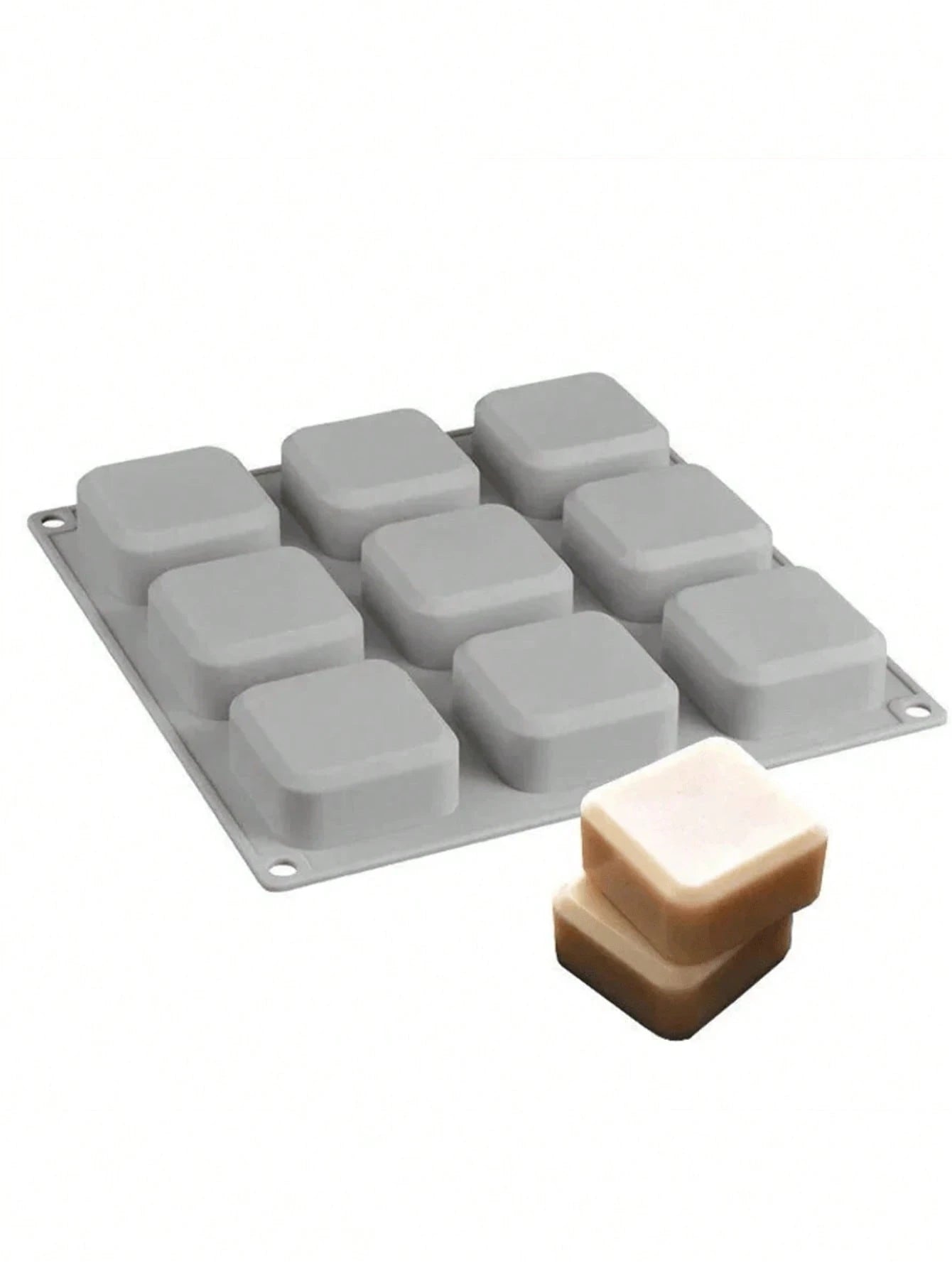 SikeSike 1pc Square Cornered Rectangular Silicone Soap Mold- 9 Cavities- Square Silicone Mold, Plaster Mold, Silicone Mold