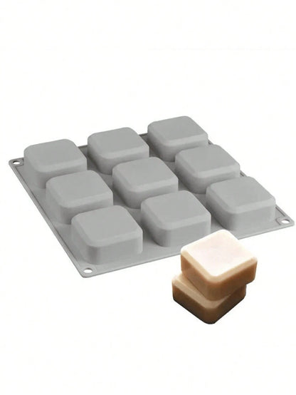 SikeSike 1pc Square Cornered Rectangular Silicone Soap Mold- 9 Cavities- Square Silicone Mold, Plaster Mold, Silicone Mold