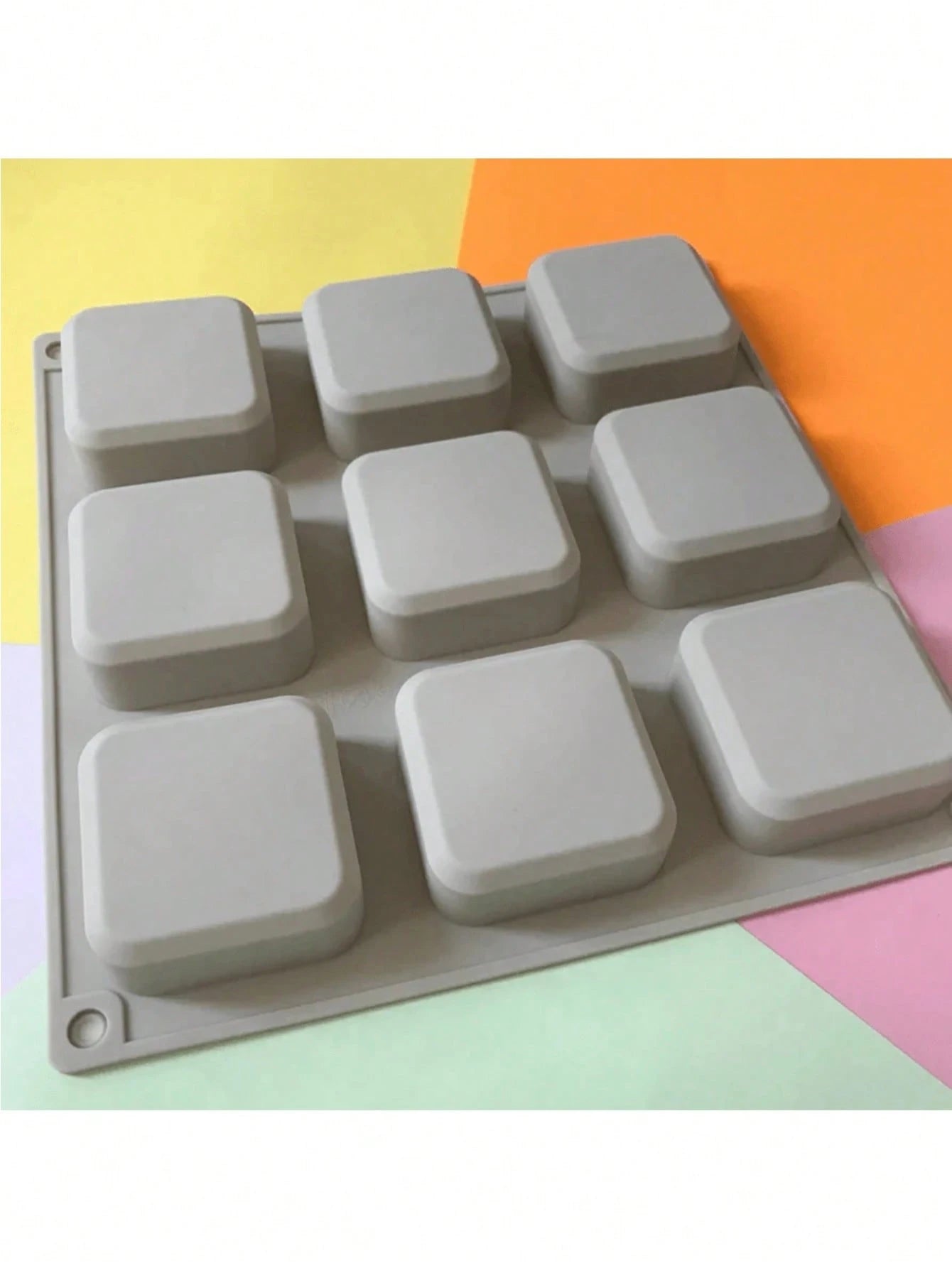 SikeSike 1pc Square Cornered Rectangular Silicone Soap Mold- 9 Cavities- Square Silicone Mold, Plaster Mold, Silicone Mold