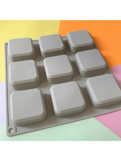 SikeSike 1pc Square Cornered Rectangular Silicone Soap Mold- 9 Cavities- Square Silicone Mold, Plaster Mold, Silicone Mold