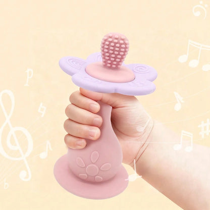 Silicone Multi-Function Rattle Toy, Bright Colors With Rattle, Develop Baby's Visual And Auditory Abilities, Multiple Chewing Points Teething Toy, Bottom With Suction Cup, Can Be Used On High Chair As