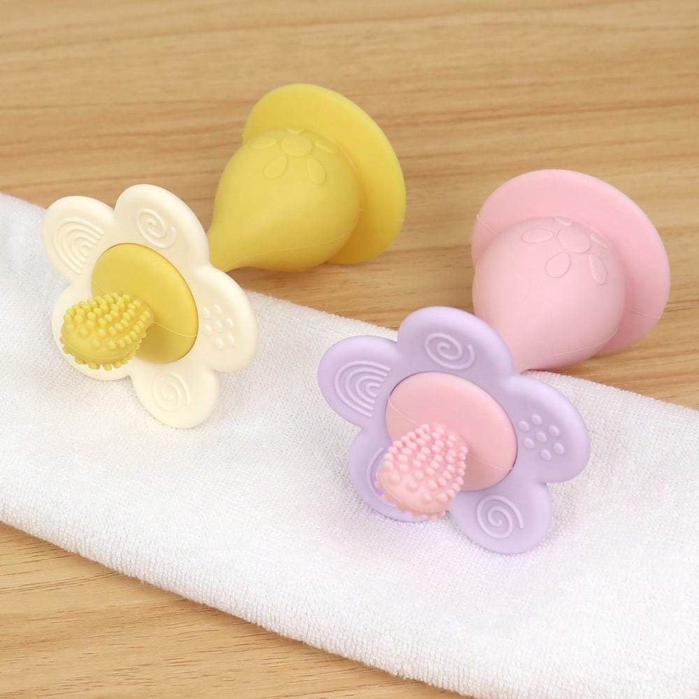Silicone Multi-Function Rattle Toy, Bright Colors With Rattle, Develop Baby's Visual And Auditory Abilities, Multiple Chewing Points Teething Toy, Bottom With Suction Cup, Can Be Used On High Chair As