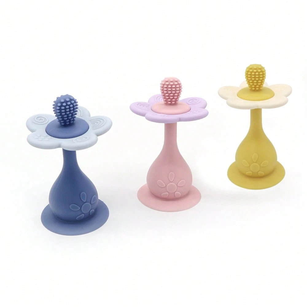 Silicone Multi-Function Rattle Toy, Bright Colors With Rattle, Develop Baby's Visual And Auditory Abilities, Multiple Chewing Points Teething Toy, Bottom With Suction Cup, Can Be Used On High Chair As