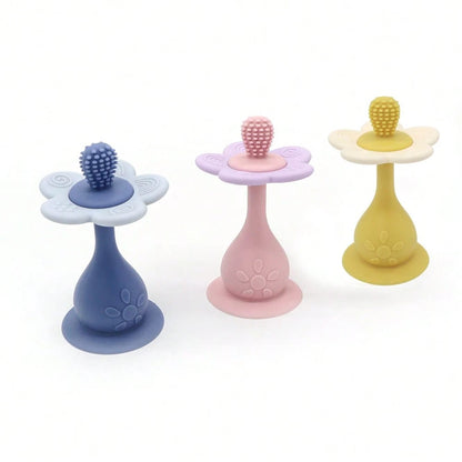 Silicone Multi-Function Rattle Toy, Bright Colors With Rattle, Develop Baby's Visual And Auditory Abilities, Multiple Chewing Points Teething Toy, Bottom With Suction Cup, Can Be Used On High Chair As