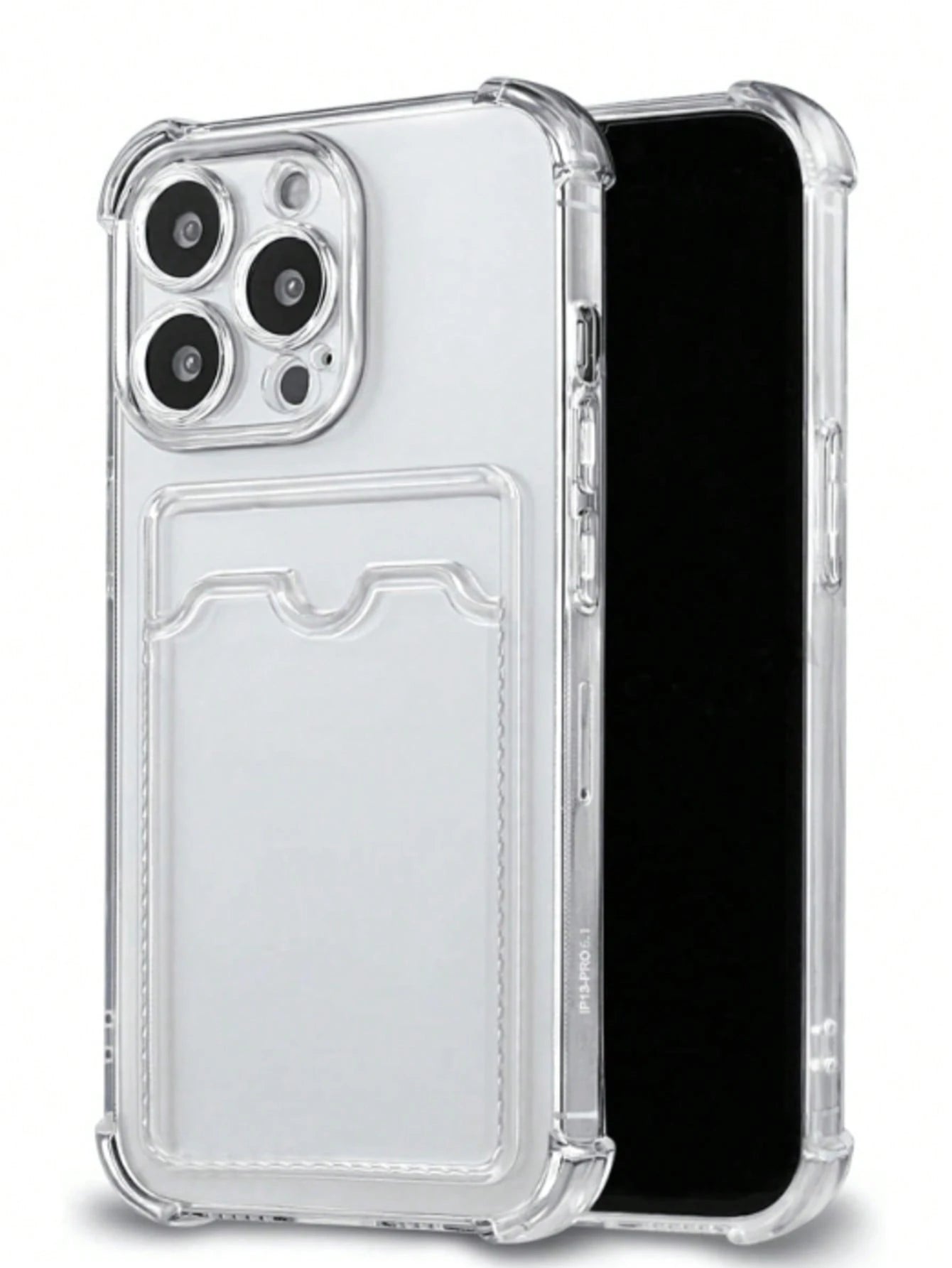 Silicone Wallet Card Pocket Transparent Card Slot Phone Case, Compatible With Iphone, Galaxy, Honor, And Other Models, Transparent Wallet-Style Silicone Back Cover, Shock-Proof, Waterproof, Anti-Fall