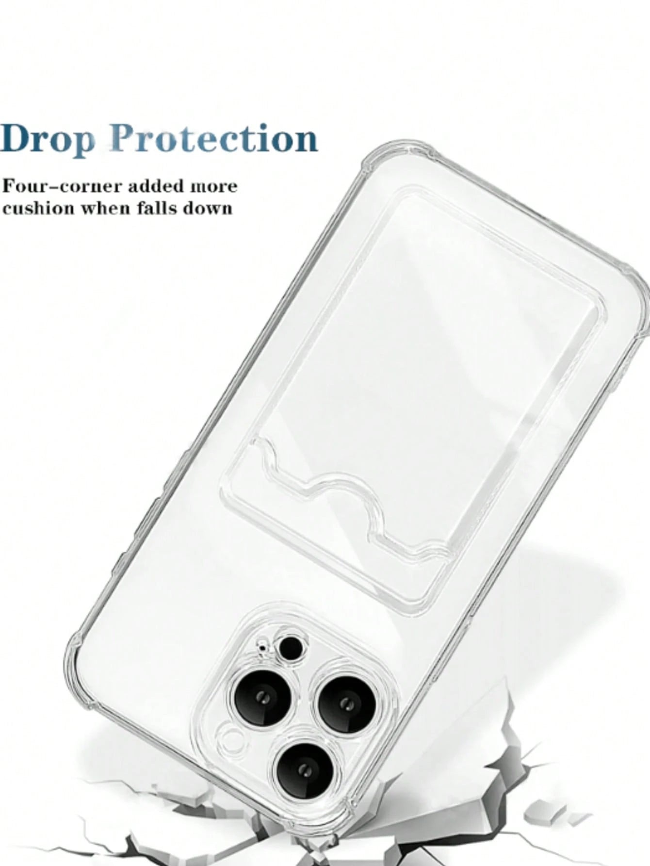 Silicone Wallet Card Pocket Transparent Card Slot Phone Case, Compatible With Iphone, Galaxy, Honor, And Other Models, Transparent Wallet-Style Silicone Back Cover, Shock-Proof, Waterproof, Anti-Fall