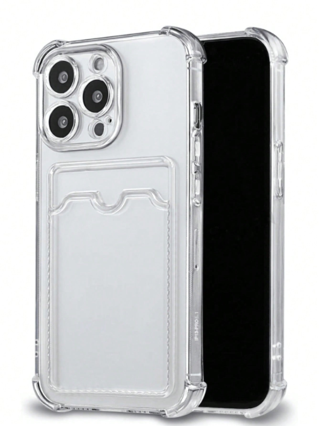 Silicone Wallet Card Pocket Transparent Card Slot Phone Case, Compatible With Iphone, Galaxy, Honor, And Other Models, Transparent Wallet-Style Silicone Back Cover, Shock-Proof, Waterproof, Anti-Fall