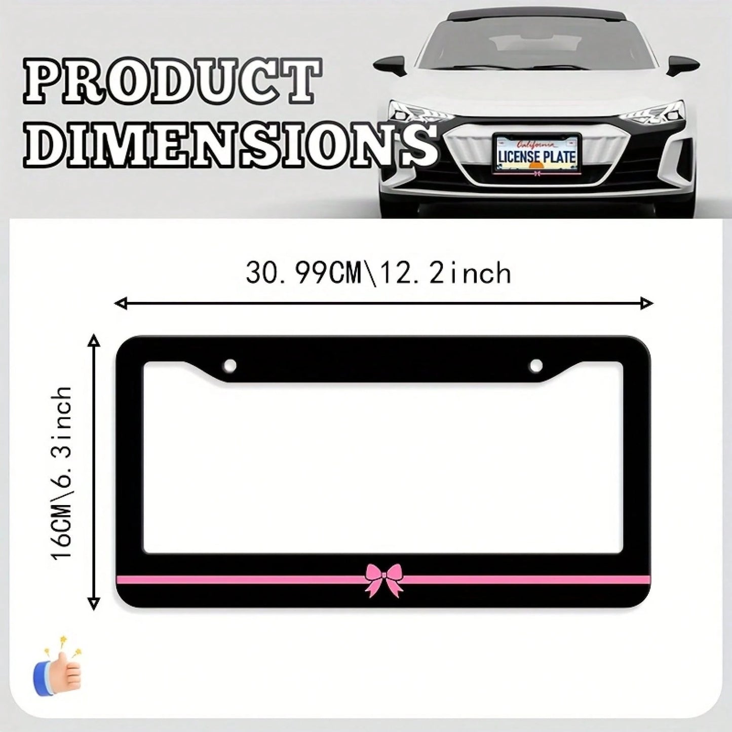 Single Piece, Car License Plate Frame, Aluminum Metal Car License Plate Holder, Suitable For The United States And Canada, Birthday Gift, Holiday Gift, Unisex Decorative Car Accessory, 6.3X 12.2inch