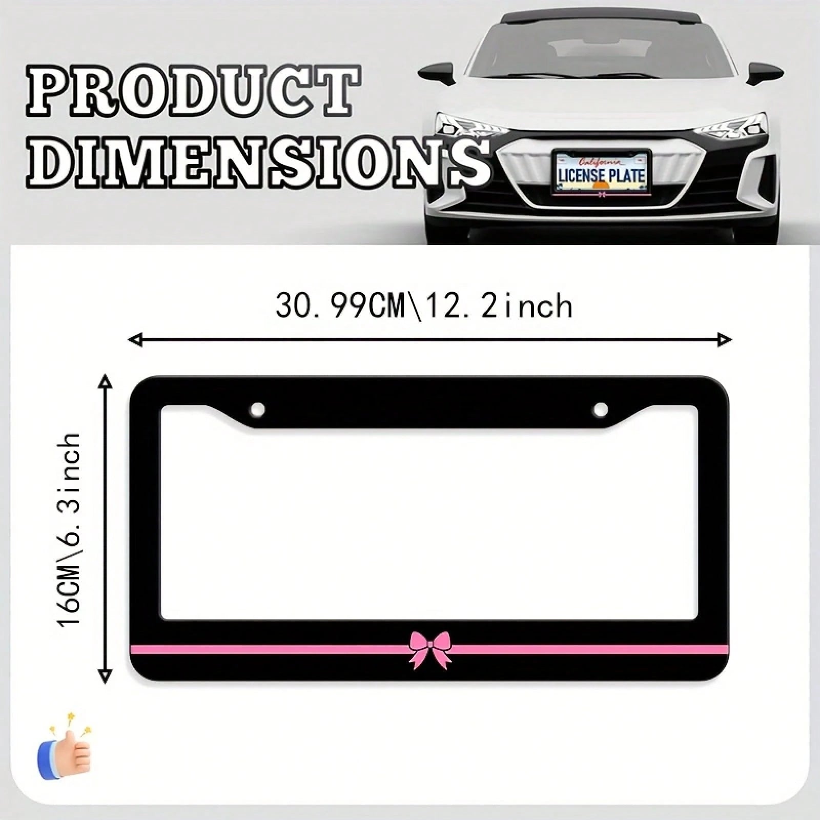 Single Piece, Car License Plate Frame, Aluminum Metal Car License Plate Holder, Suitable For The United States And Canada, Birthday Gift, Holiday Gift, Unisex Decorative Car Accessory, 6.3X 12.2inch