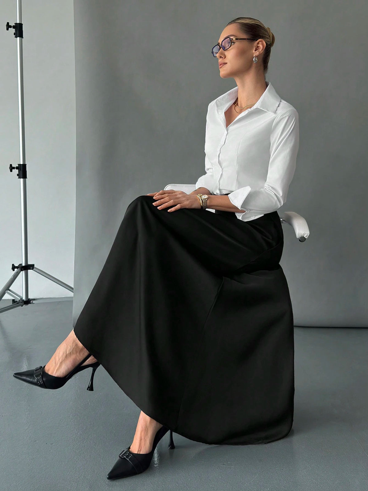 Siren Gaze Solid High Waist Hidden Pocket Skirt,Ladies Casual Ruffle,Zipper Maxi Regular Fit Ultra Black Plain Women Skirts,Spring/Fall,Casual Daily Wear Winter