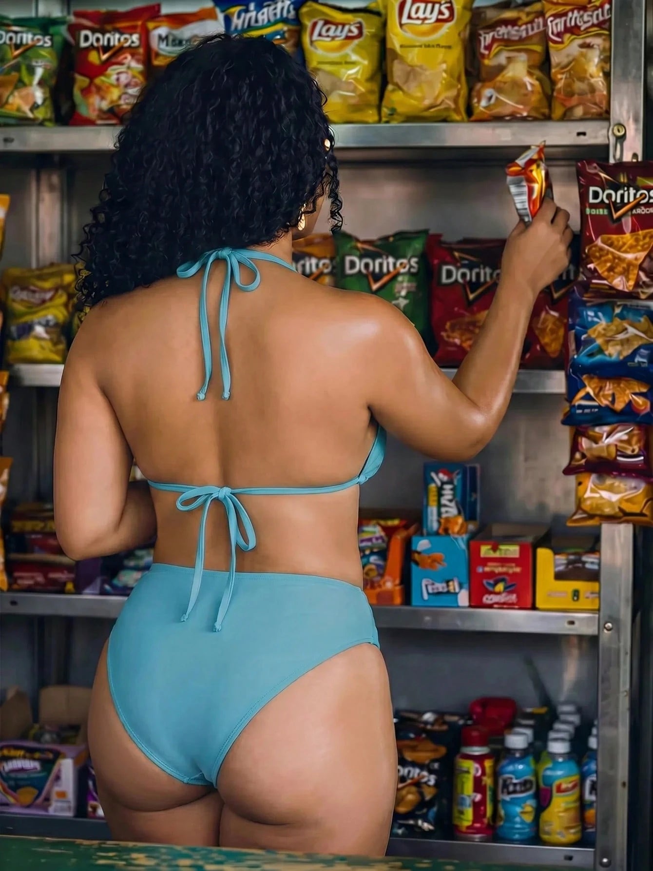Slaydiva 2026 New Summer New Year Party Beach Vacation Western Plus Size Two-Piece Swimsuit Light Blue