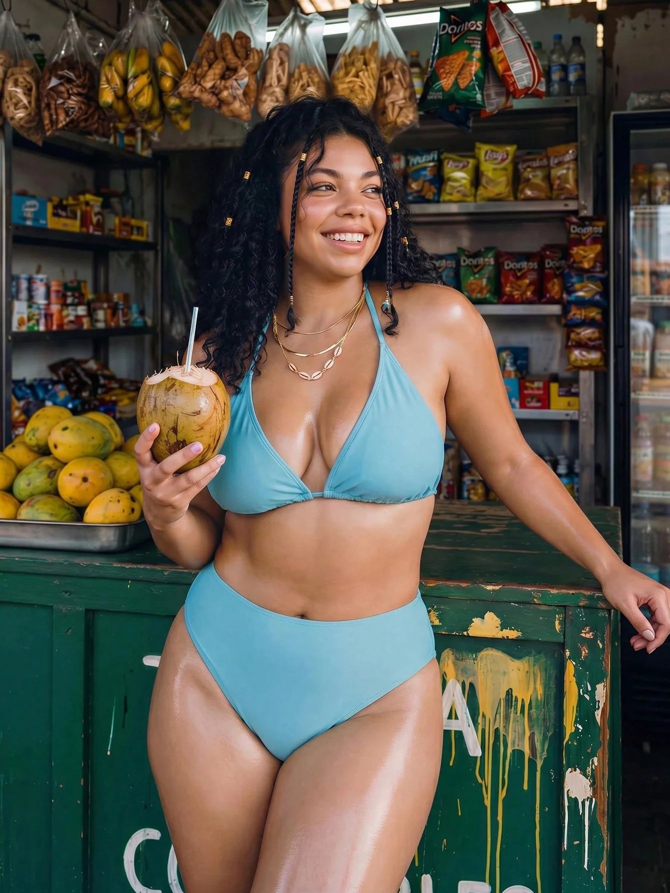 Slaydiva 2026 New Summer New Year Party Beach Vacation Western Plus Size Two-Piece Swimsuit Light Blue