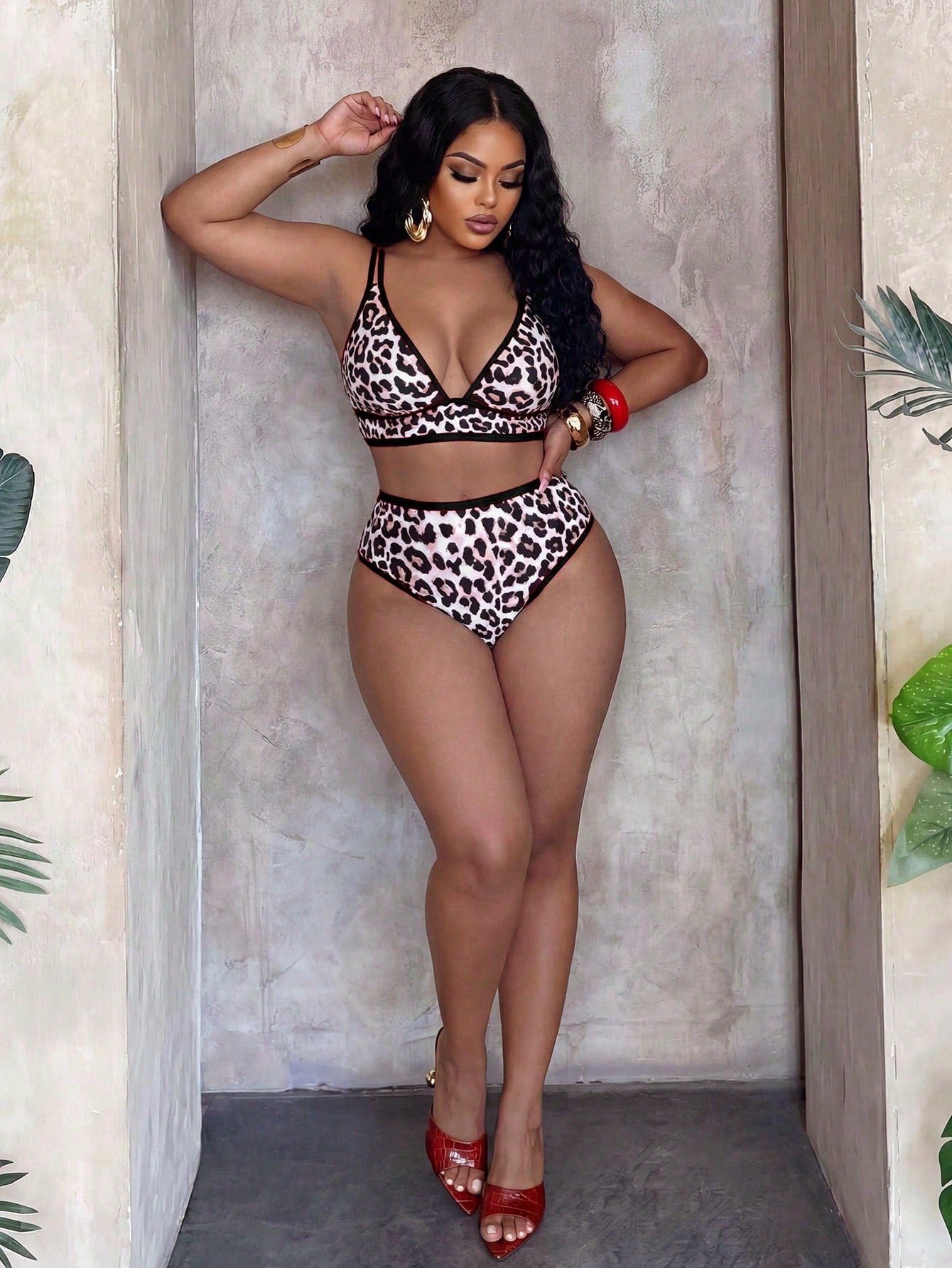 Slaydiva Plus Size 2026 New Leopard Print Sexy Bikini Set, Spring/Summer