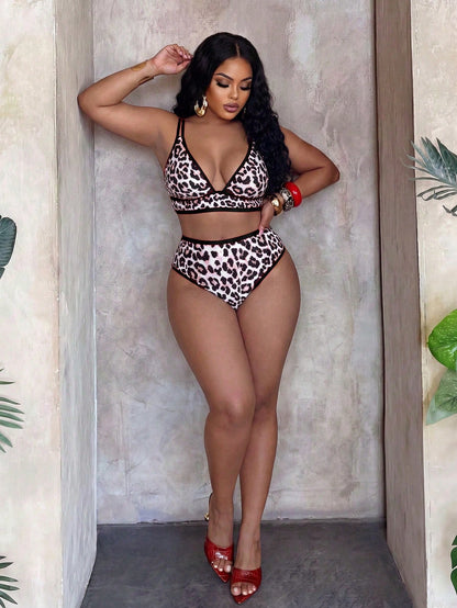 Slaydiva Plus Size 2026 New Leopard Print Sexy Bikini Set, Spring/Summer