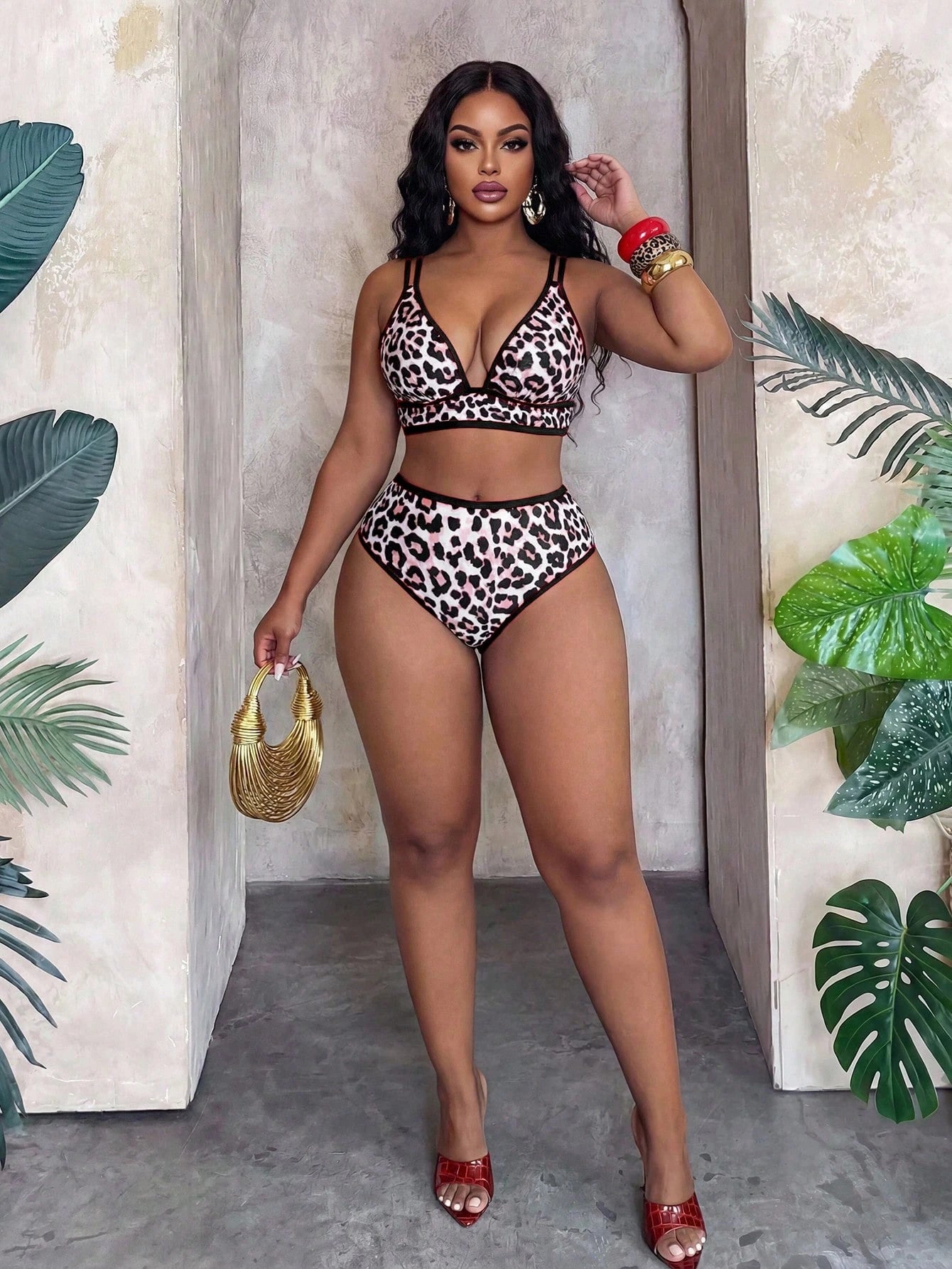 Slaydiva Plus Size 2026 New Leopard Print Sexy Bikini Set, Spring/Summer