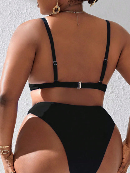 Slaydiva Plus Size Leopard Print Swimwear Set