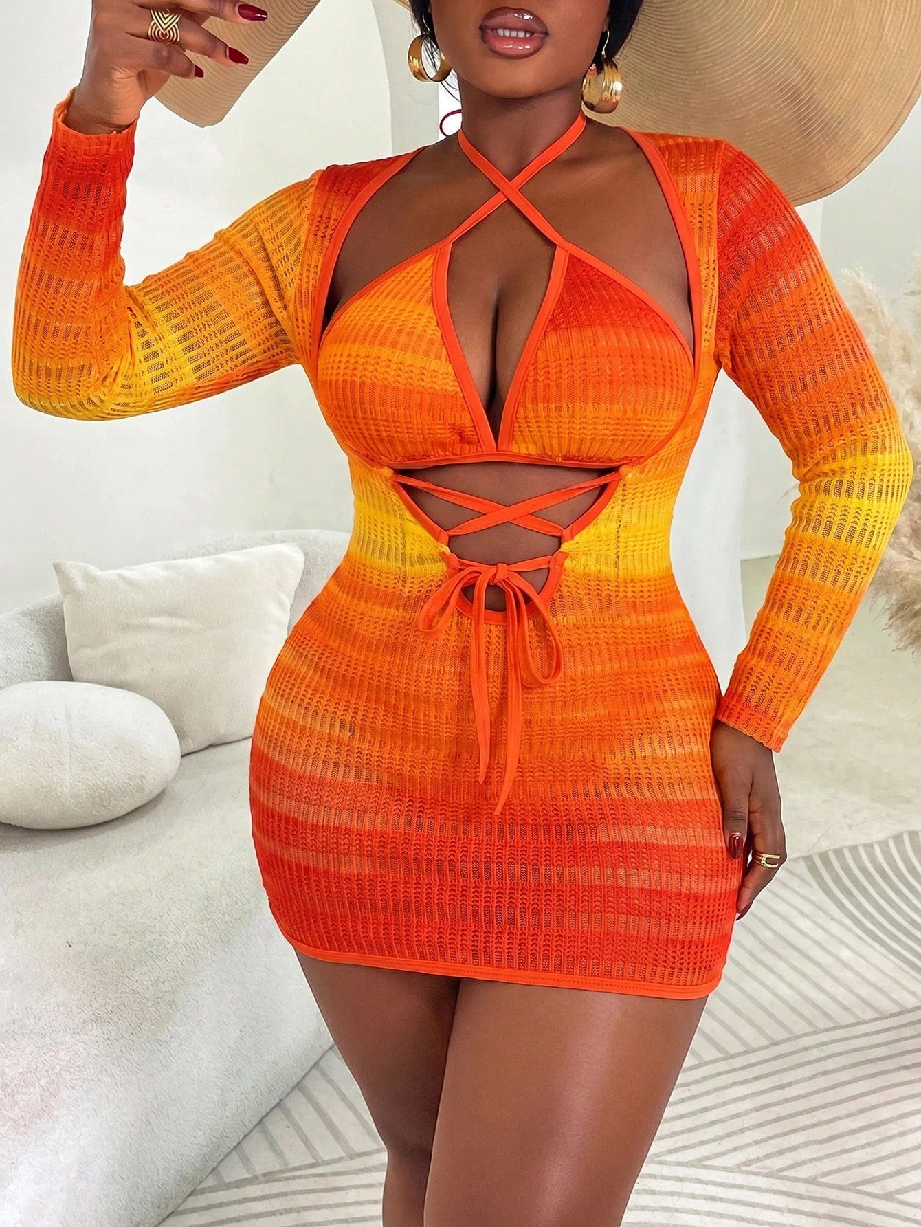 Slaydiva Sexy Party Special Mesh Fabric Plus Size Tank Bikini