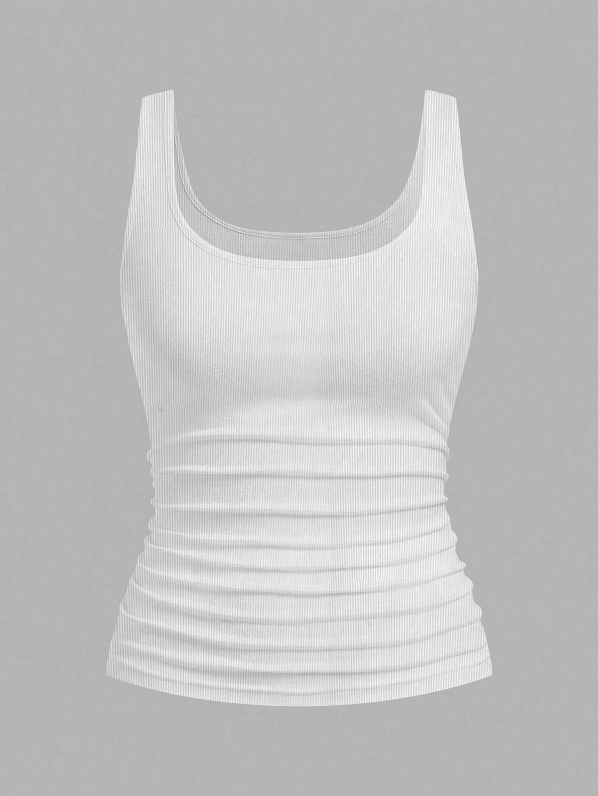 Slaydiva Women's 2pcs Set Cotton Tank Top, Black And White Summer Basic Everyday Ruched Waist Fitted Ribbed Vest Top, Y2k Streetwear