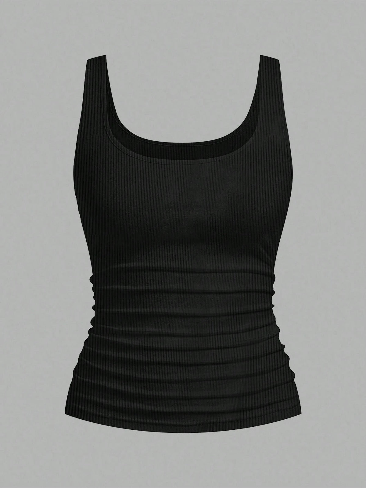 Slaydiva Women's 2pcs Set Cotton Tank Top, Black And White Summer Basic Everyday Ruched Waist Fitted Ribbed Vest Top, Y2k Streetwear