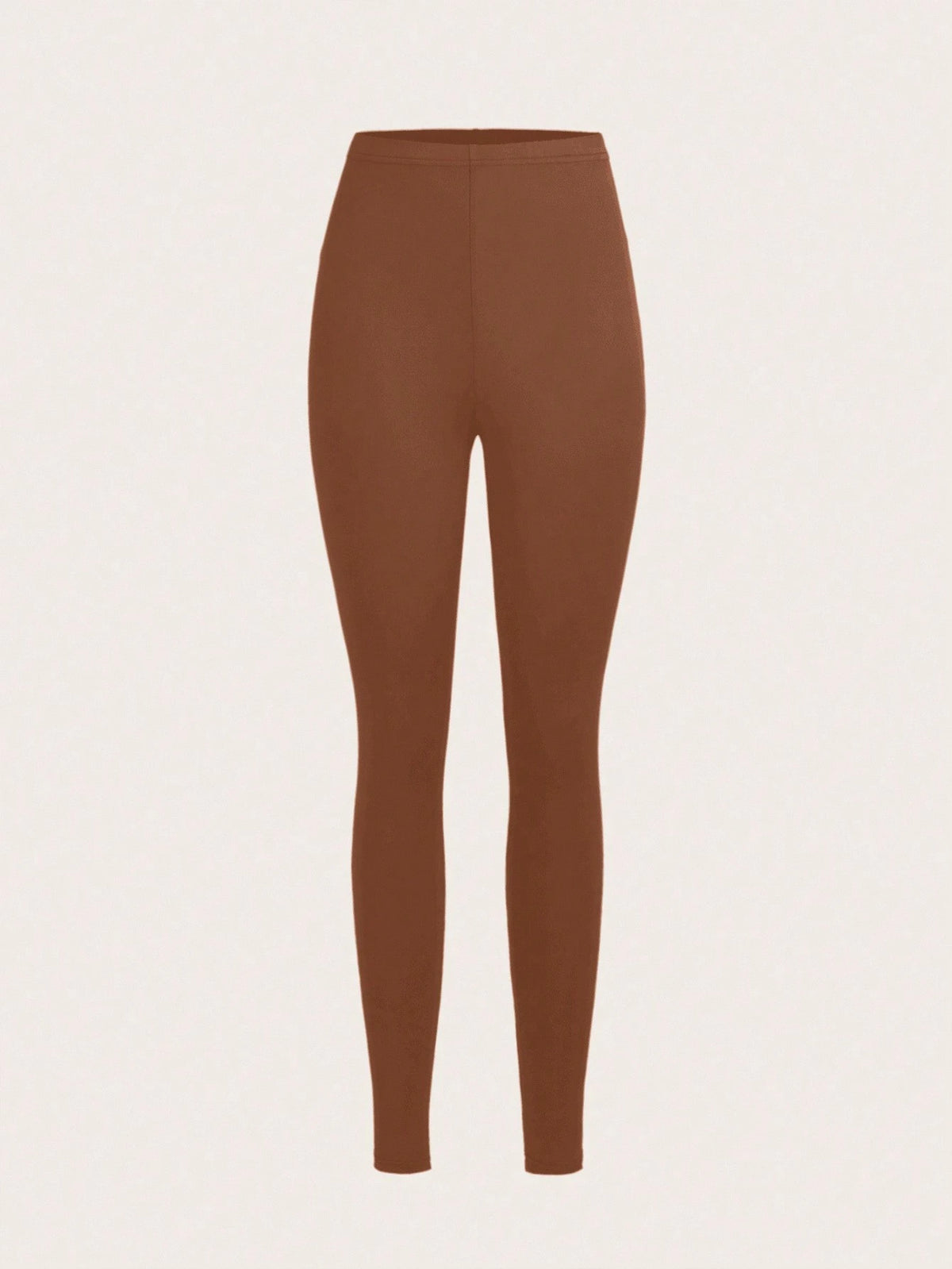 Slaydiva Women's Casual Solid Color Knit Leggings,Khaki,Dark Coffee,Skin Tone,Long Style For Summer,Autumn,Winter,Back To School Beige Summer Athleisure Gym