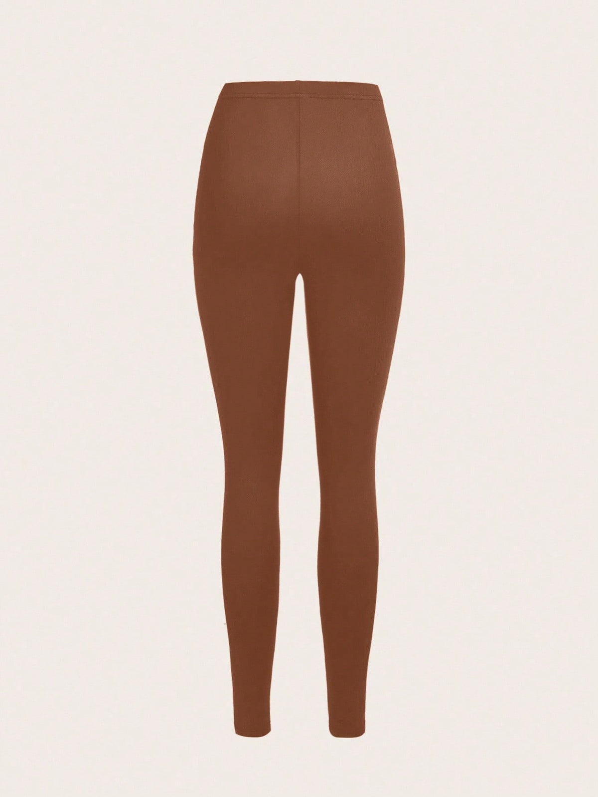 Slaydiva Women's Casual Solid Color Knit Leggings,Khaki,Dark Coffee,Skin Tone,Long Style For Summer,Autumn,Winter,Back To School Beige Summer Athleisure Gym