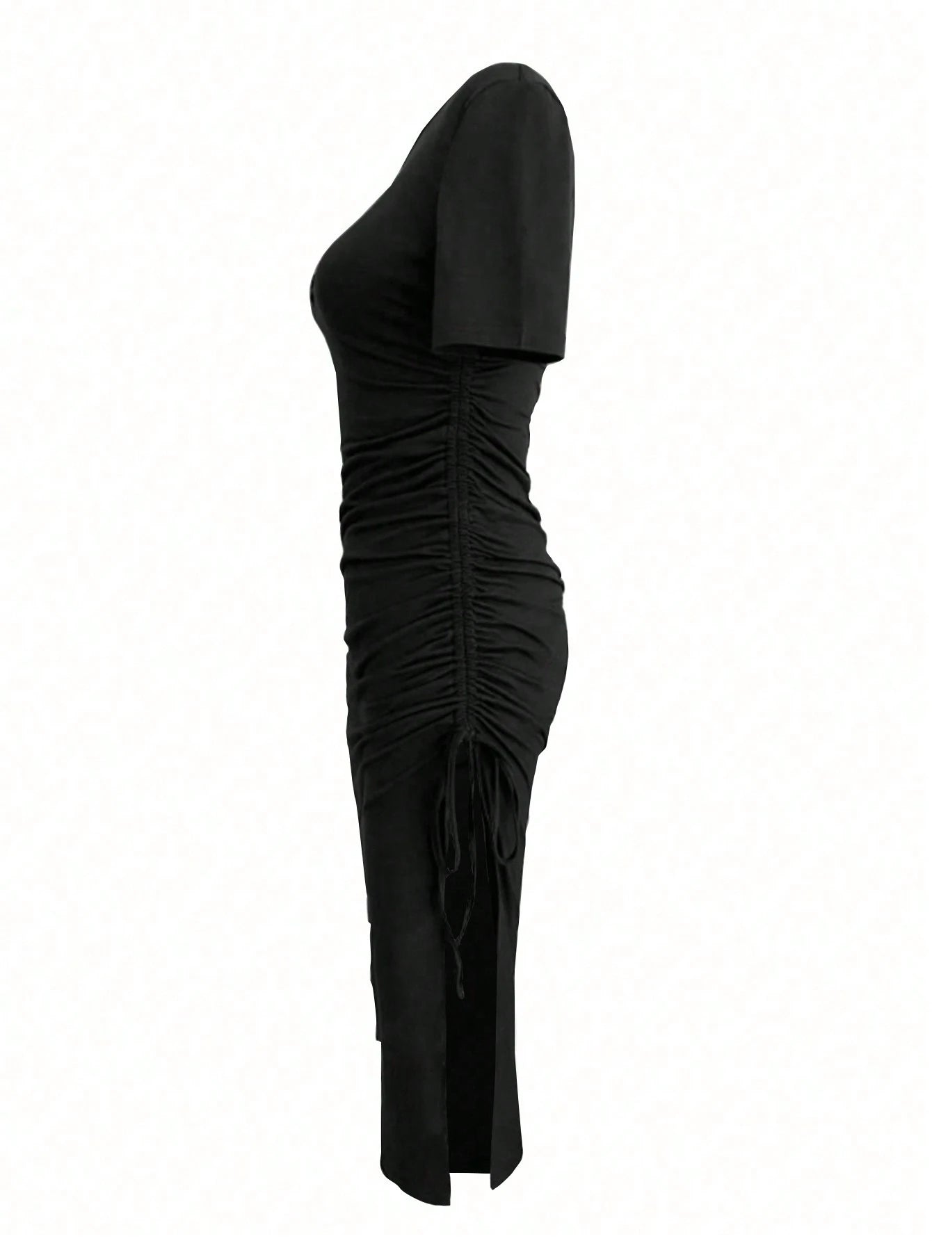 Slayr Women's Sexy Hollow Out Short Sleeve Side Slit Dress