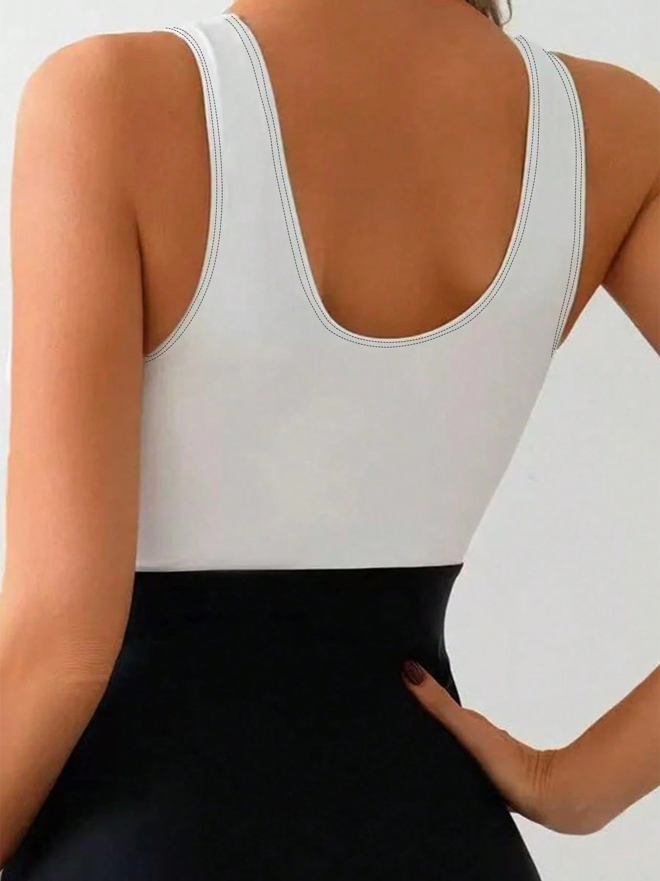 Sleek Colorblock One-Piece. High-Waisted, V-Neck Sporty Design. Durable, Chic Vacation Swimwear Beach Summer