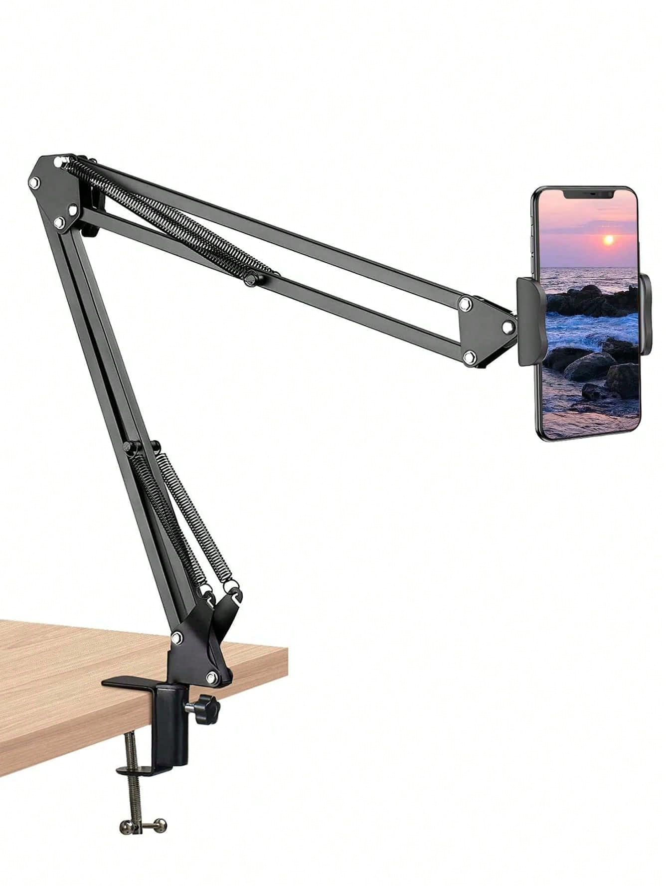 Slouchy Arm Phone Holder For Bed/Desk/Table, Foldable Metal Bracket For Phone & Tablet Compatible With IPhone, Android Phone, Gift For Birthday, Family, Friends Phone Stand, Phone Accessories